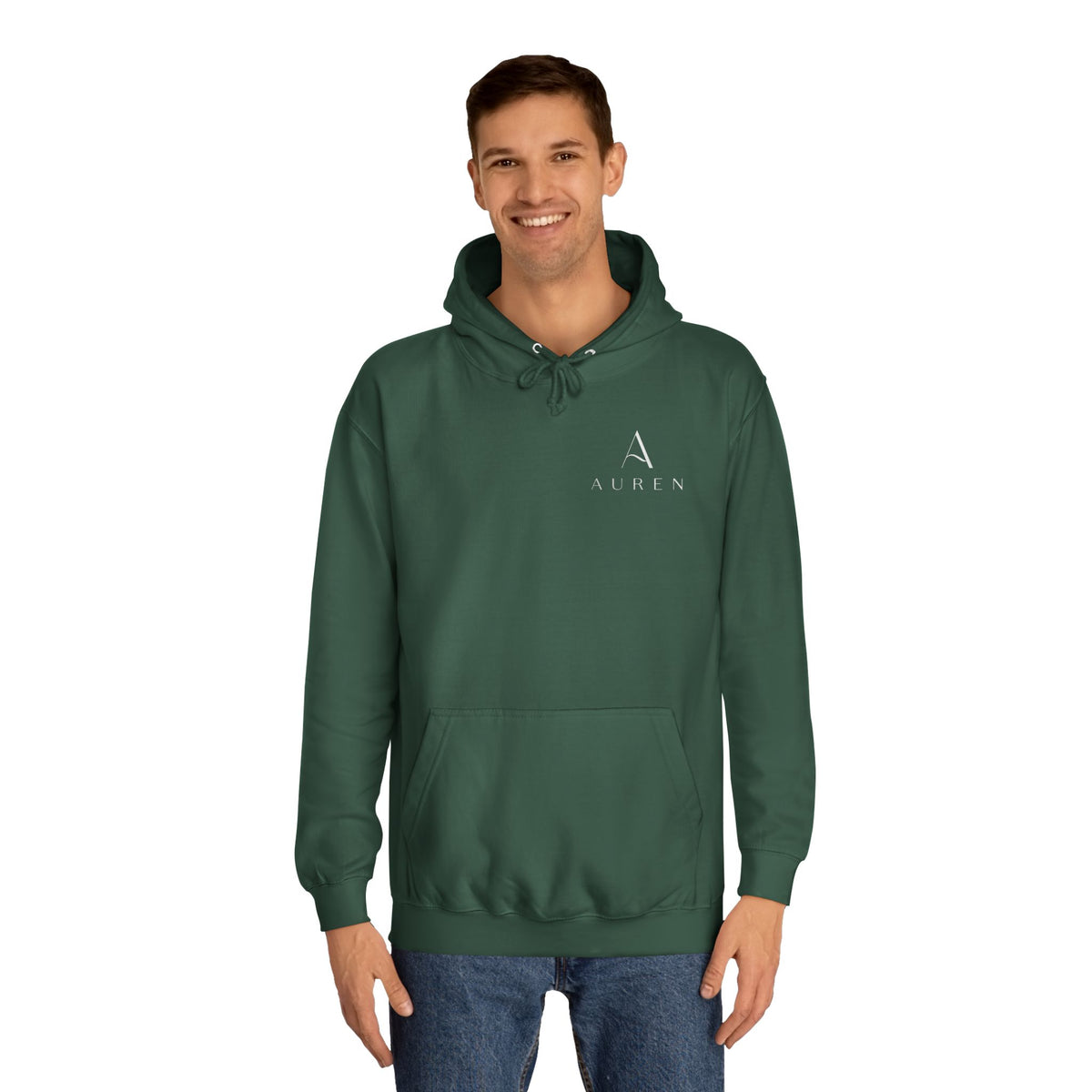 Minimalist Arrow College Hoodie — Subtle Campus Logo Pullover
