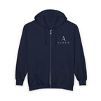 Auren Logo Zip Hoodie — Minimal Black Full-Zip Hooded Sweatshirt