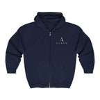 Auren Logo Zip Hoodie — Minimal Black Full-Zip Hooded Sweatshirt