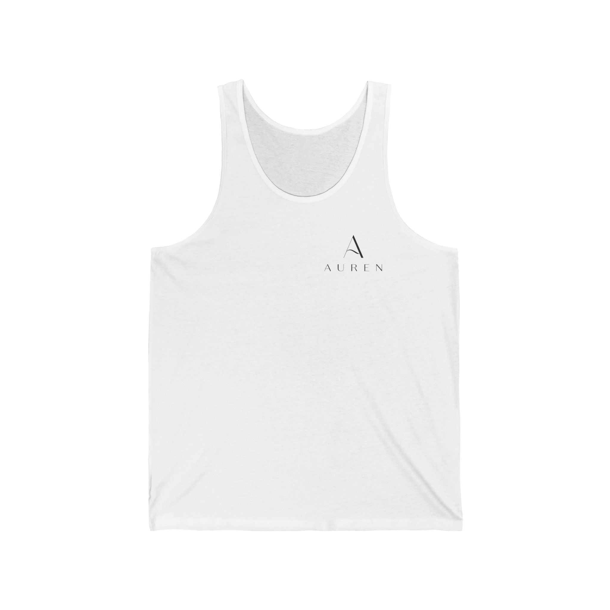 Minimal Atlas Logo Tank Top — Lightweight White Jersey Tank
