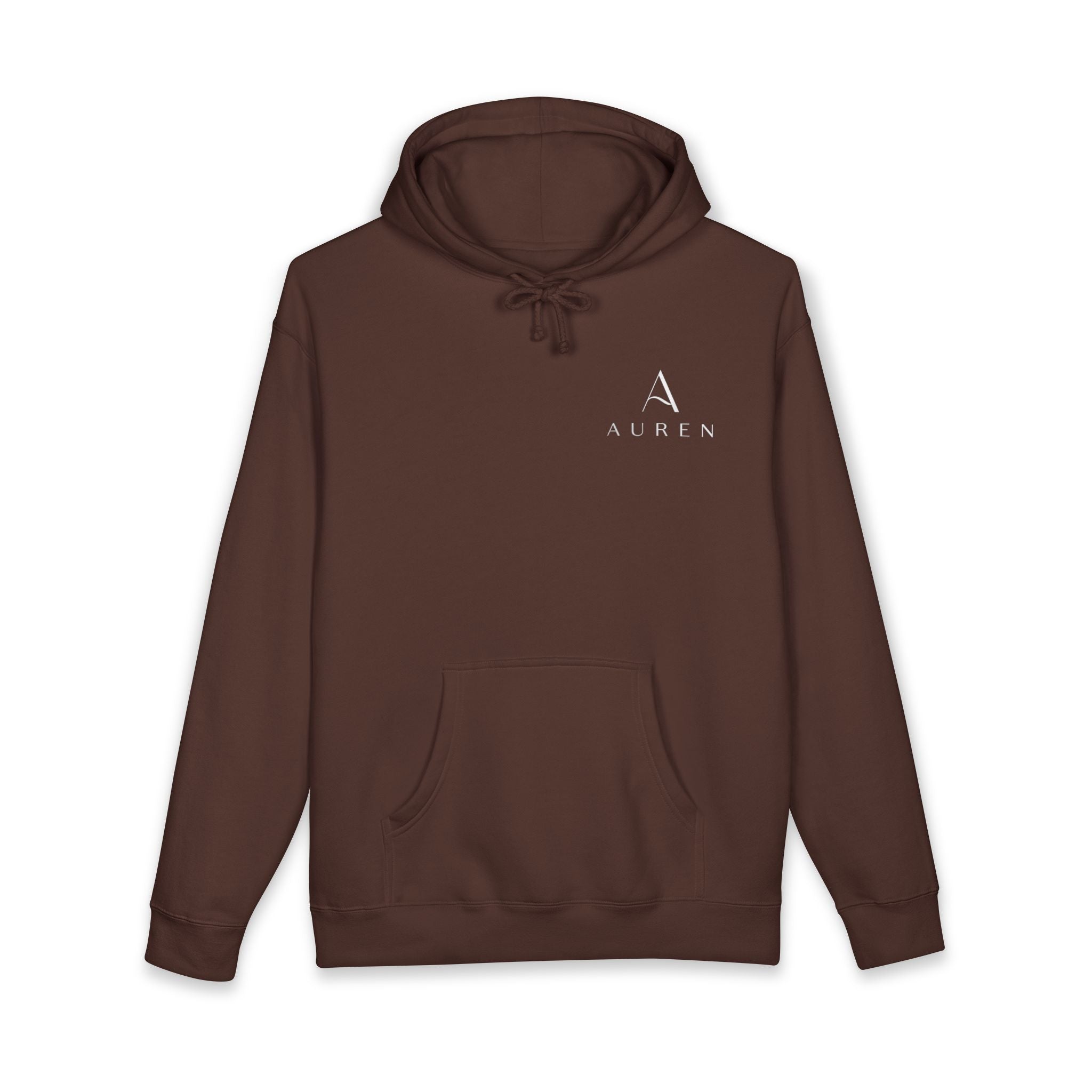 Auren Minimal Logo Hoodie — Women's Brown Cozy Pullover