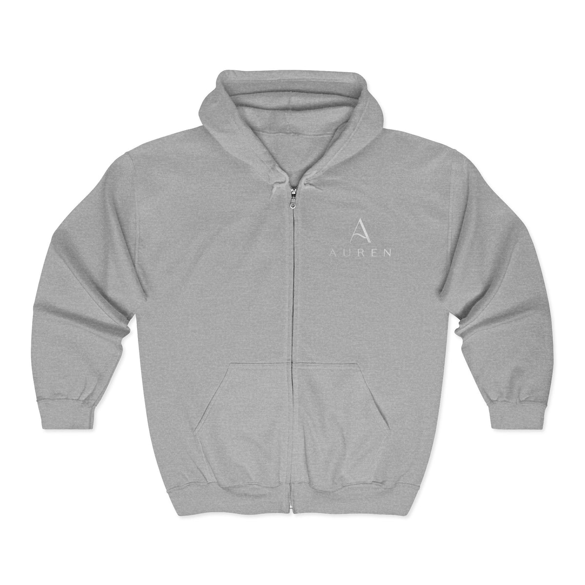 Auren Logo Zip Hoodie — Minimal Black Full-Zip Hooded Sweatshirt