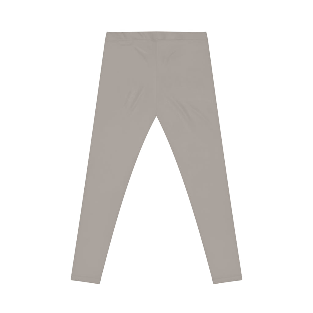 Auren Logo Women's Casual Leggings — Neutral Taupe All-Over Print