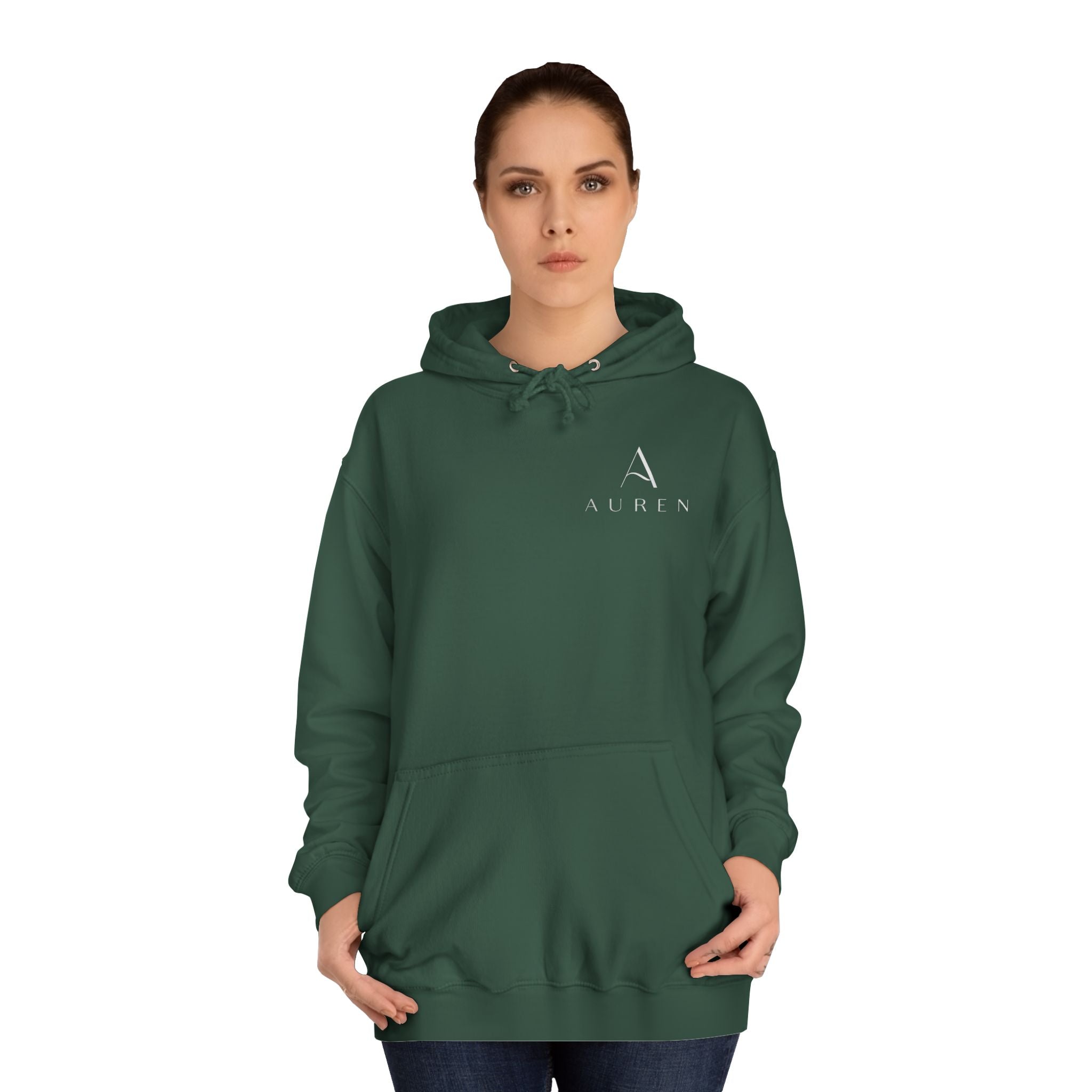 Minimalist Arrow College Hoodie — Subtle Campus Logo Pullover