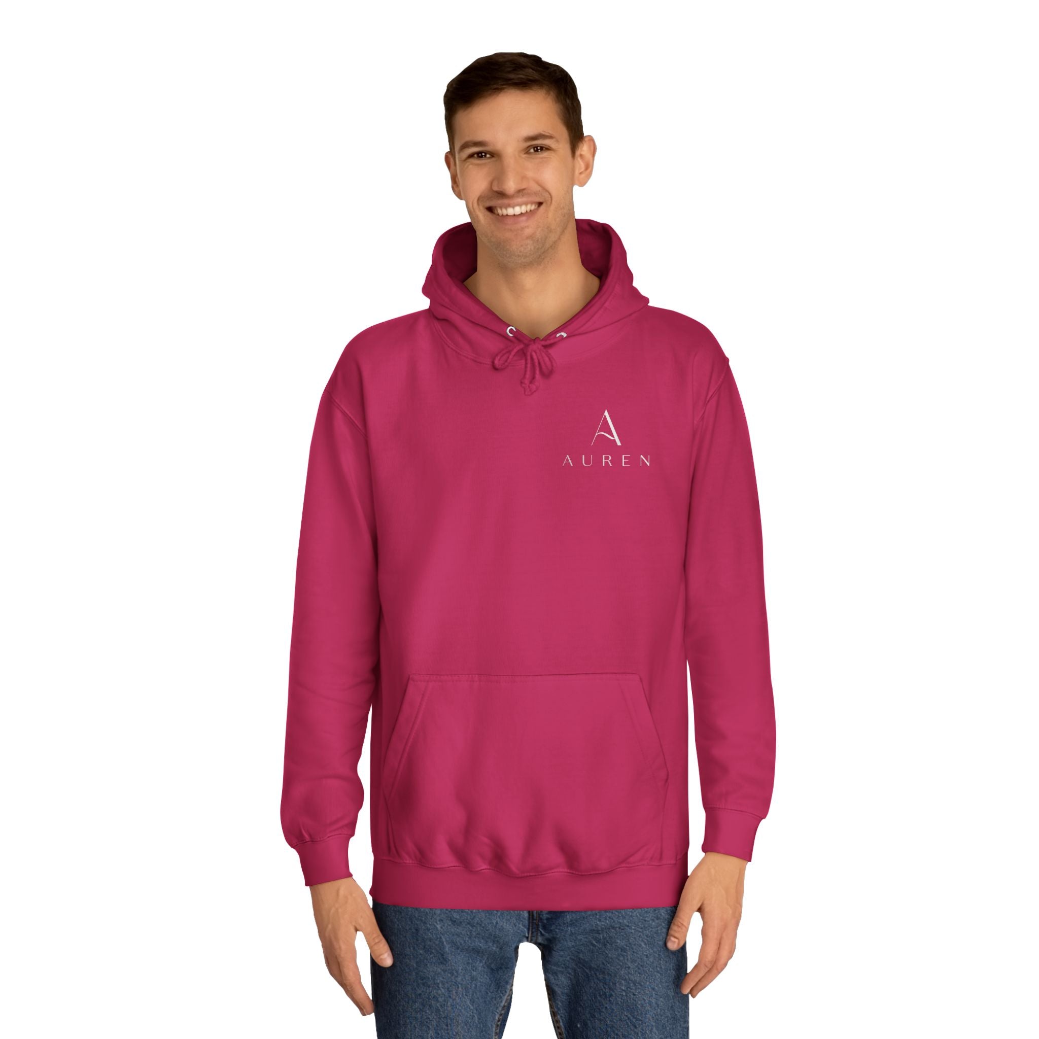 Minimalist Arrow College Hoodie — Subtle Campus Logo Pullover