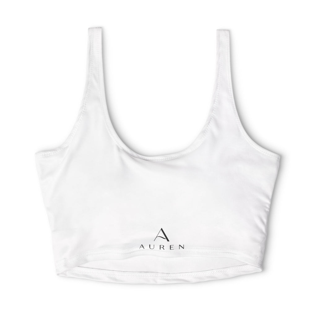 Auren Logo Sports Bra — Women's White Athletic Crop Top
