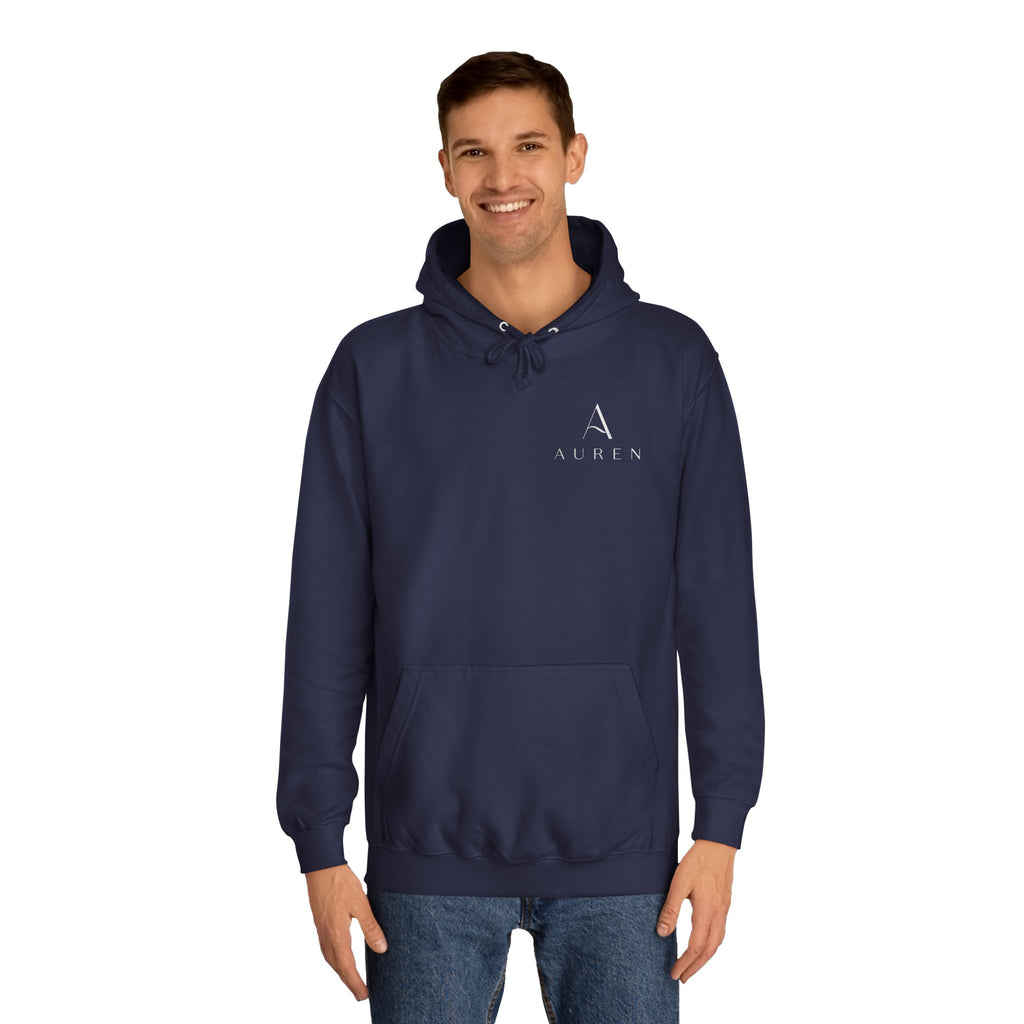 Minimalist Arrow College Hoodie — Subtle Campus Logo Pullover