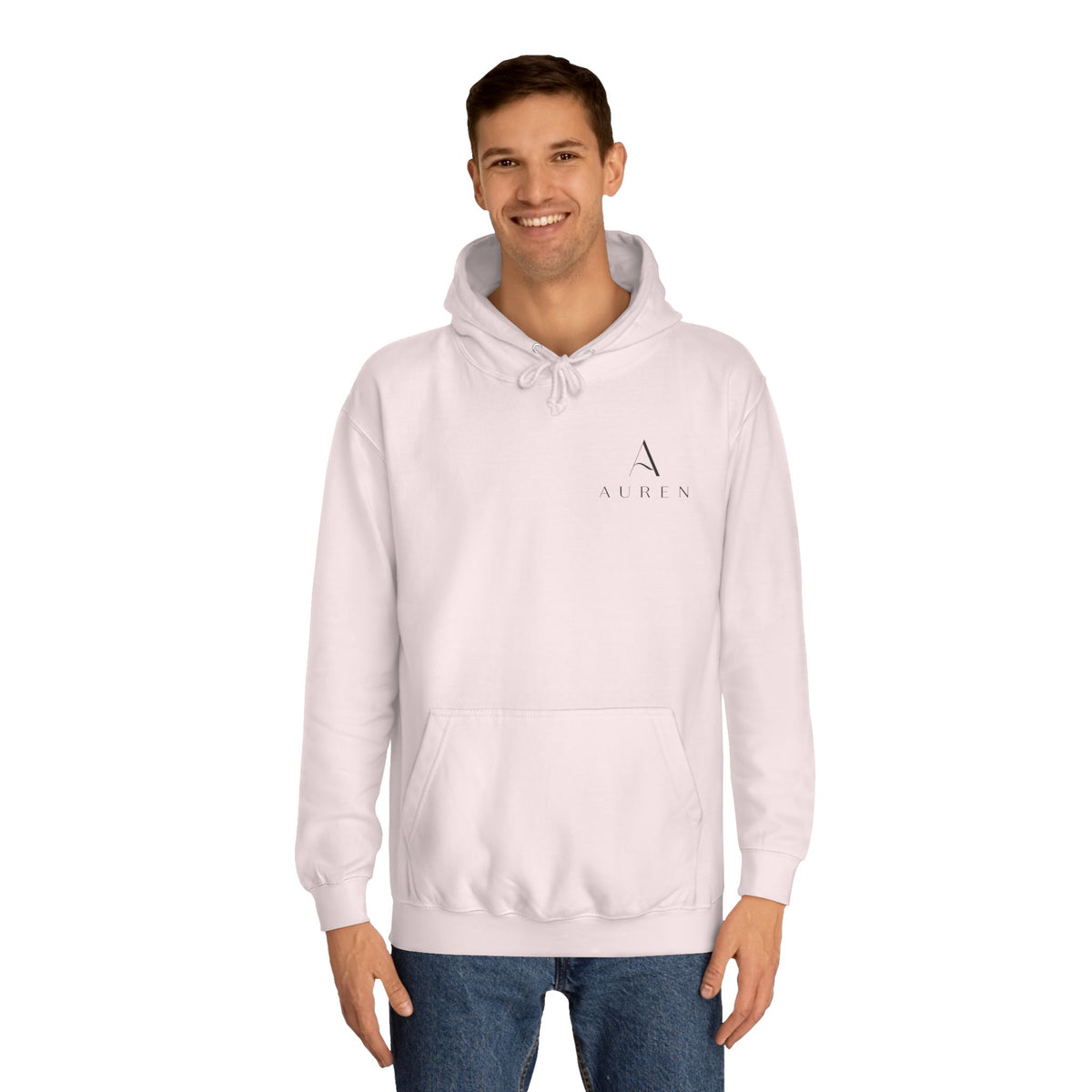 Minimalist Arrow College Hoodie — Subtle Campus Logo Pullover