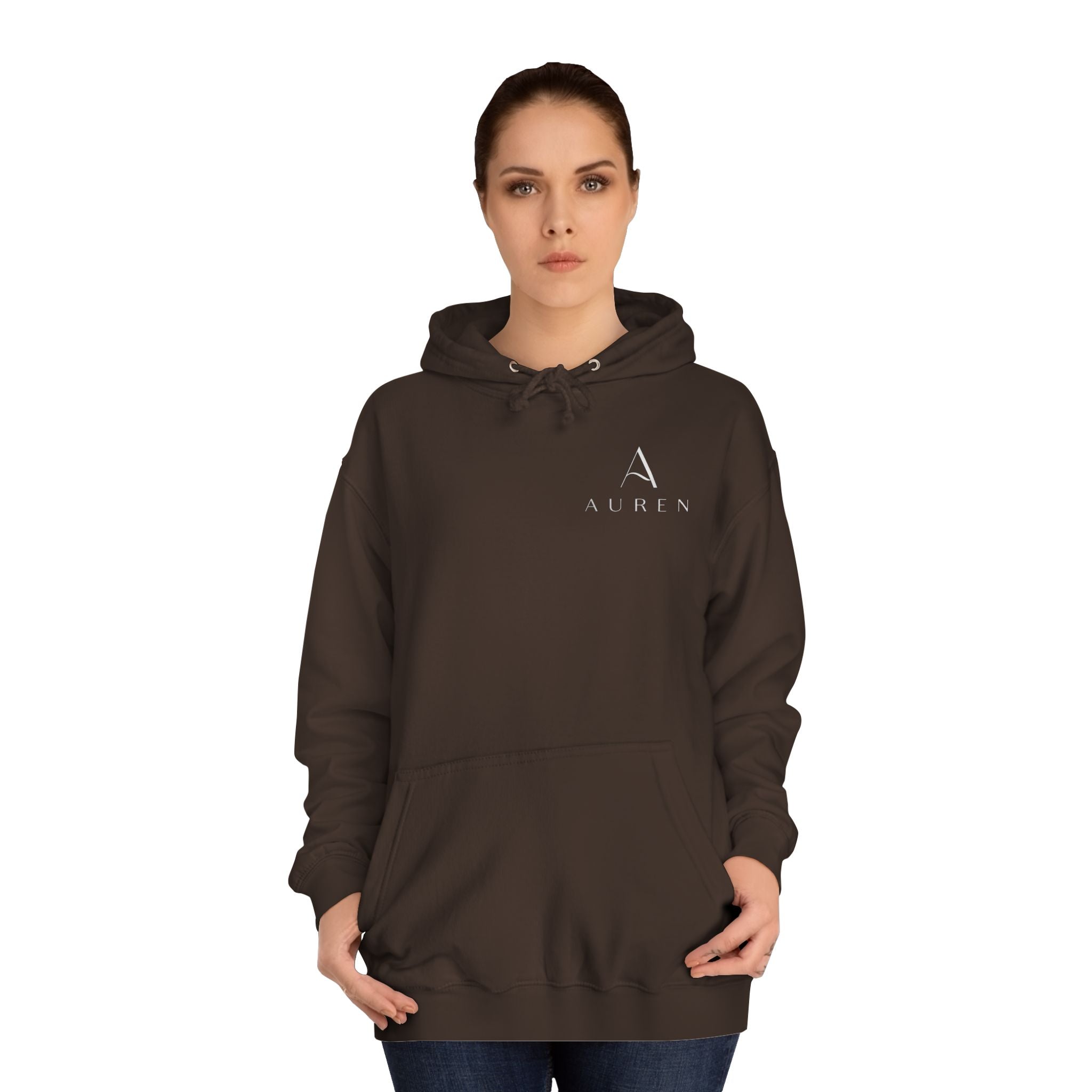 Minimalist Arrow College Hoodie — Subtle Campus Logo Pullover