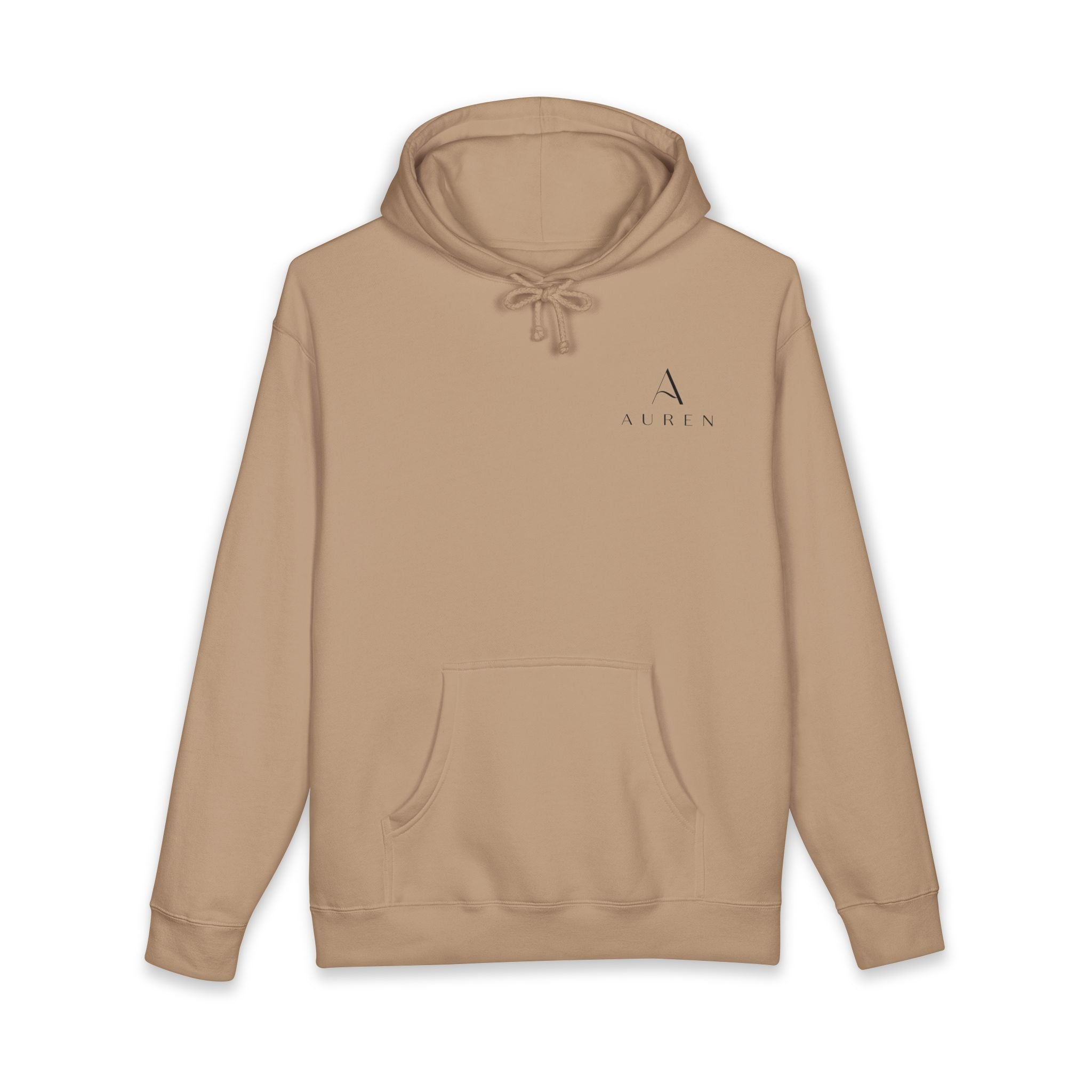 Auren Minimal Logo Hoodie — Women's Brown Cozy Pullover