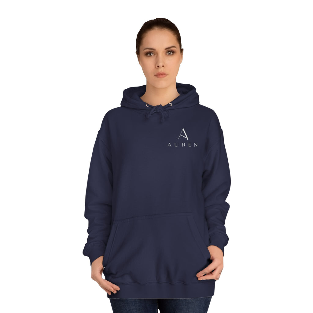 Minimalist Arrow College Hoodie — Subtle Campus Logo Pullover