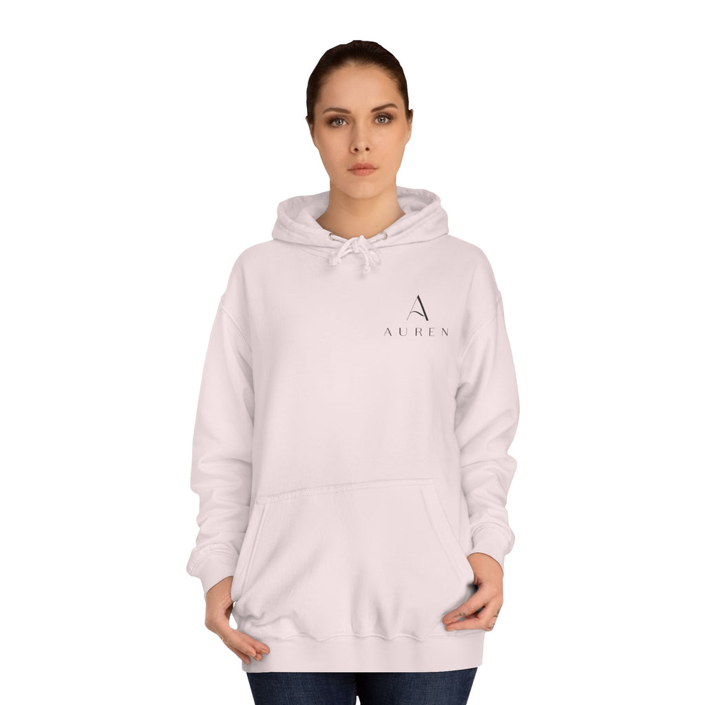 Minimalist Arrow College Hoodie — Subtle Campus Logo Pullover