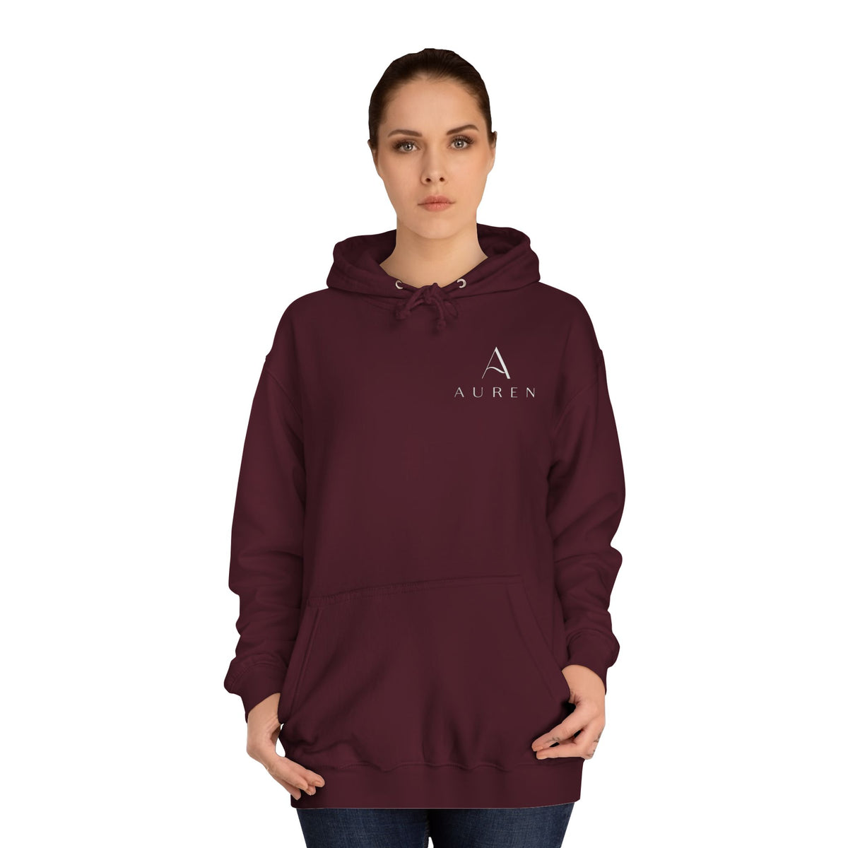 Minimalist Arrow College Hoodie — Subtle Campus Logo Pullover