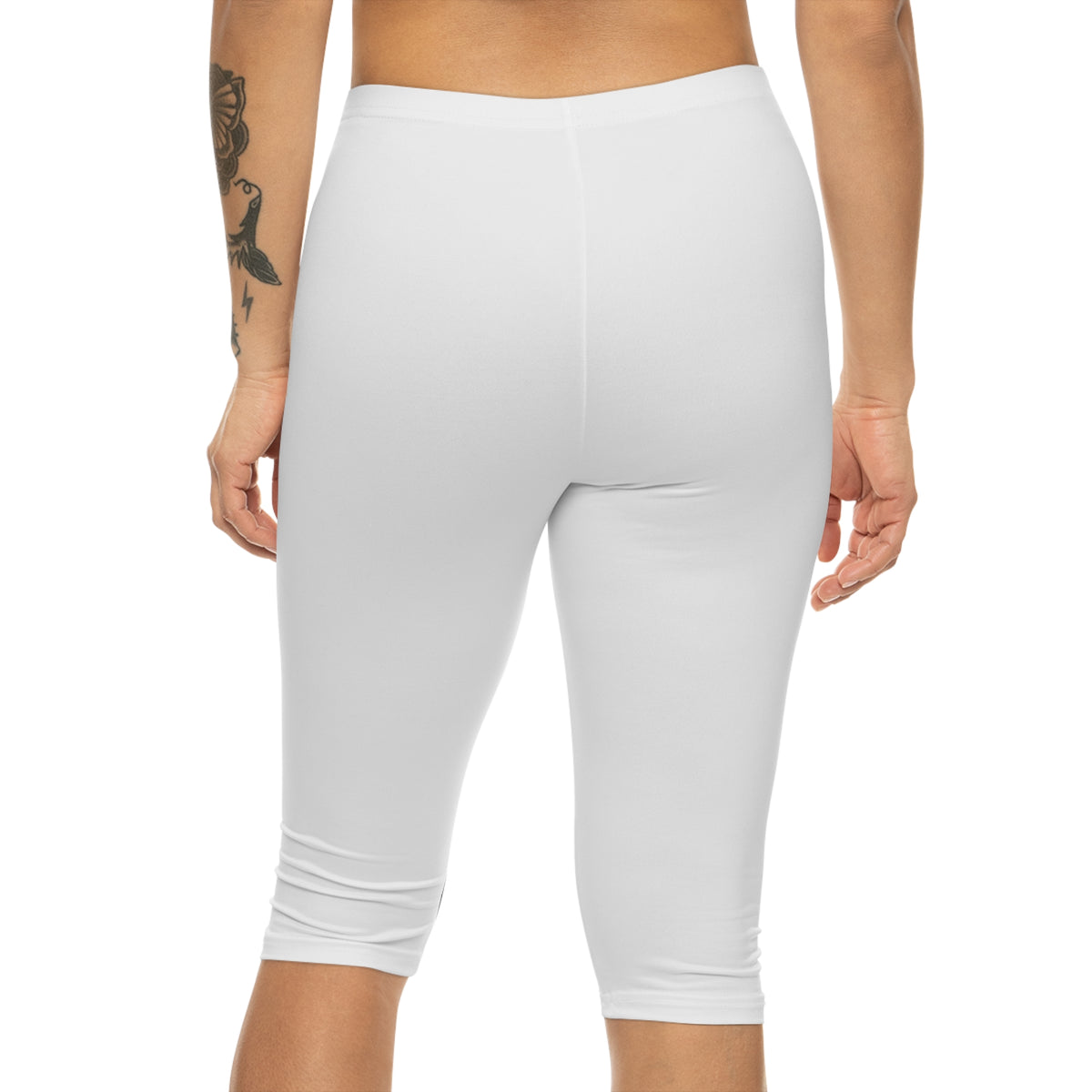 Auren Logo Women’s Capri Leggings — Lightweight White Athletic Crop Pants