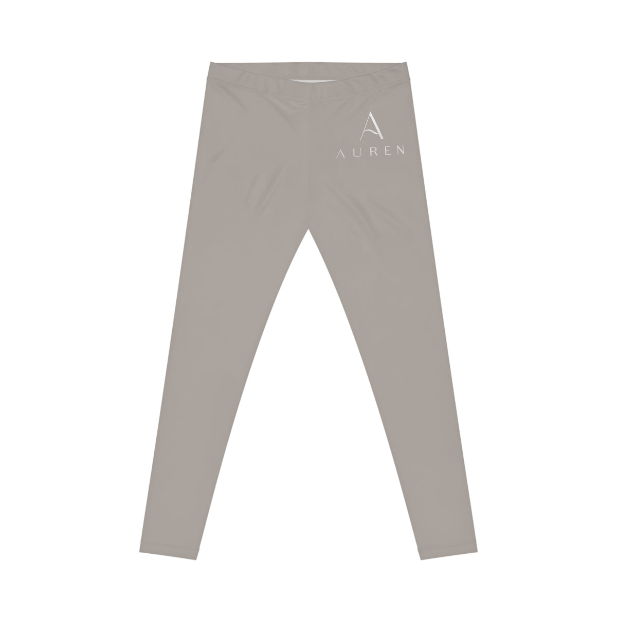 Auren Logo Women's Casual Leggings — Neutral Taupe All-Over Print