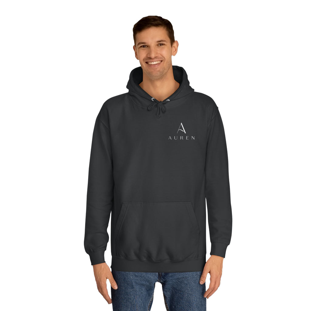 Minimalist Arrow College Hoodie — Subtle Campus Logo Pullover