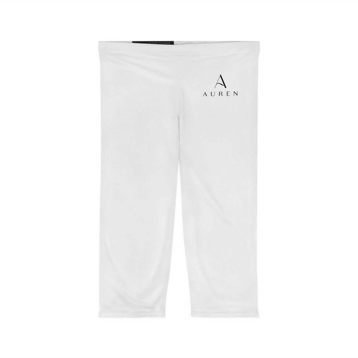 Auren Logo Women’s Capri Leggings — Lightweight White Athletic Crop Pants