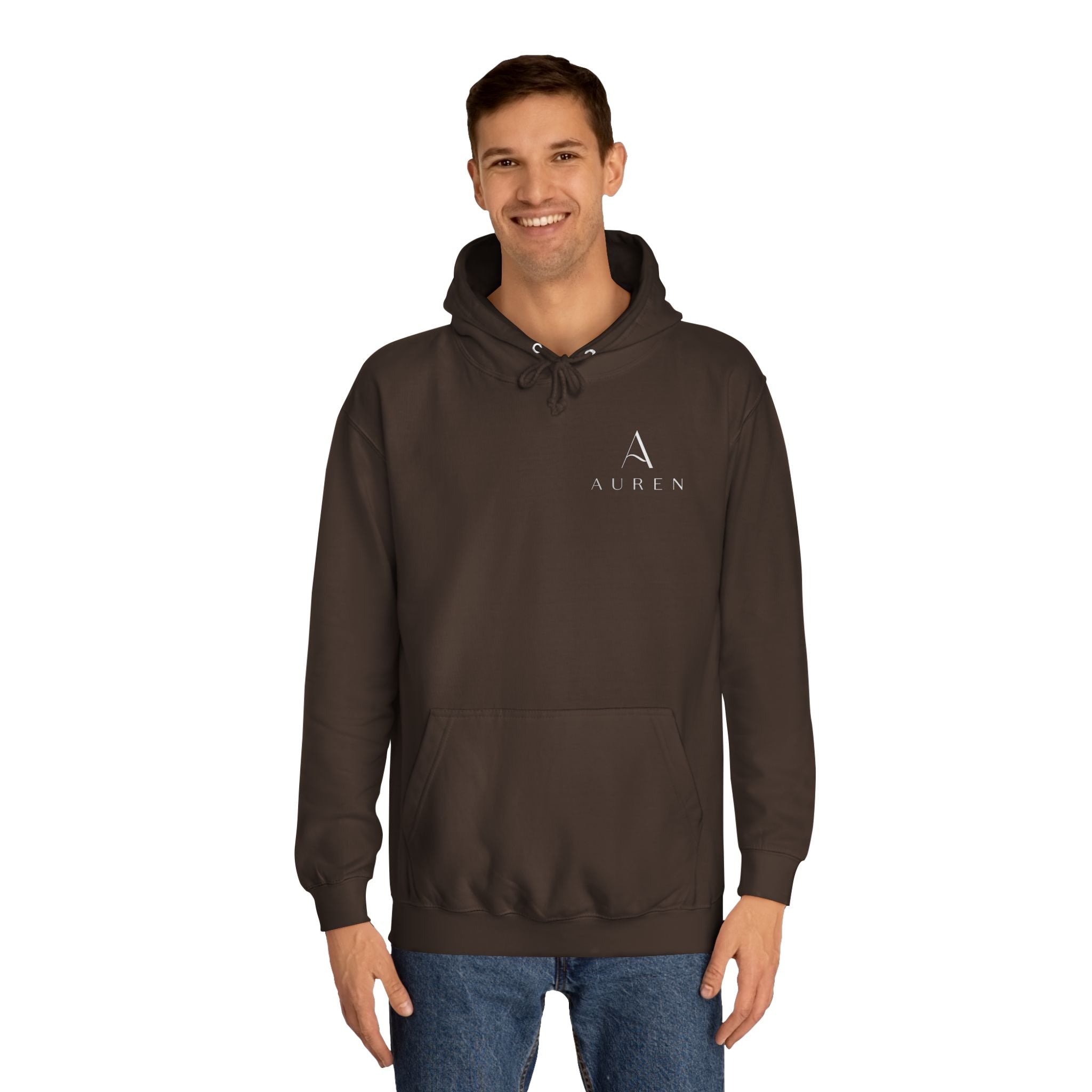Minimalist Arrow College Hoodie — Subtle Campus Logo Pullover
